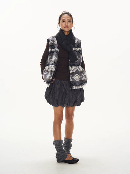 Patterned Fleece Vest front view