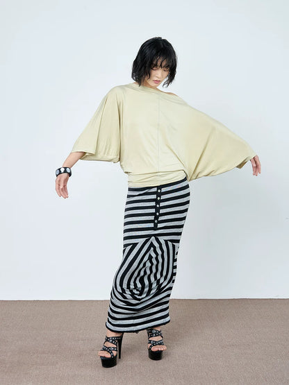 TROPICEYE Stripe Knit Fishtail Skirt