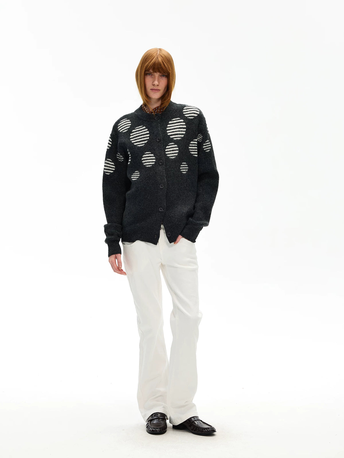 Striped Dot Knit Cardigan