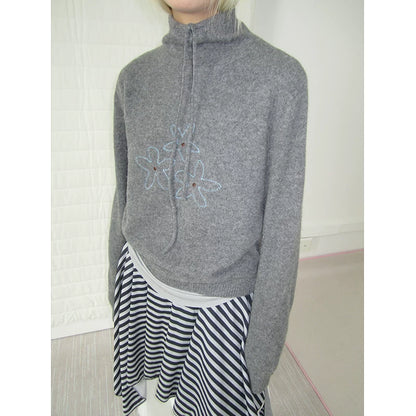 Heather Grey Half Zip Knit Sweater