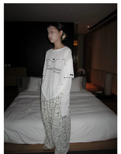 Bow Panel Faux-Layer Long-Sleeve Tee
