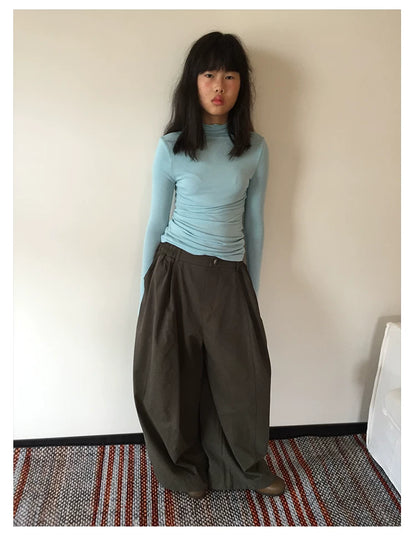 Mock Neck Fitted Long Sleeve Top