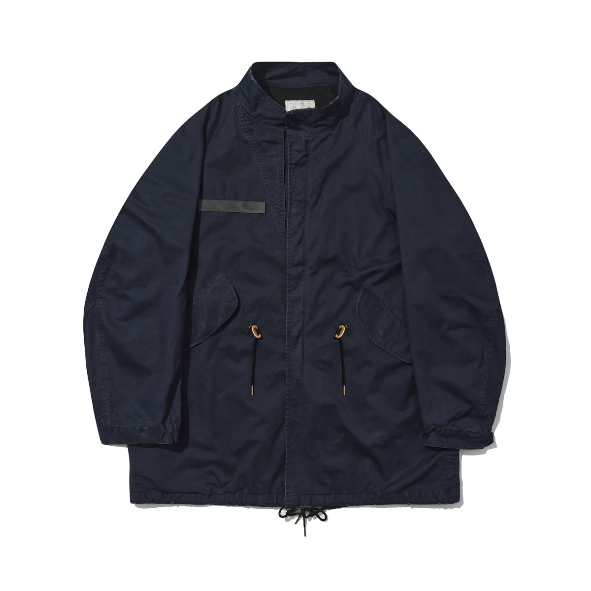 Navy M65 fishtail parka, front flat lay