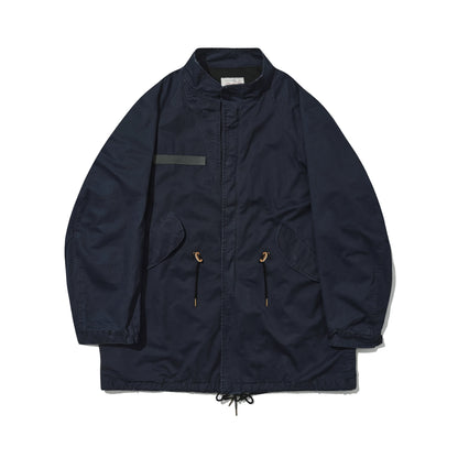 Navy M65 fishtail parka, front flat lay
