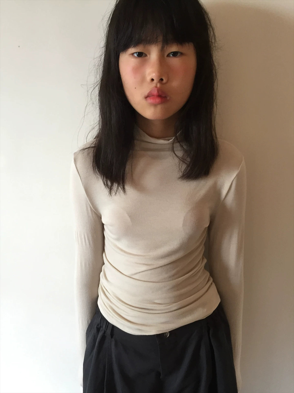 Mock Neck Fitted Long Sleeve Top