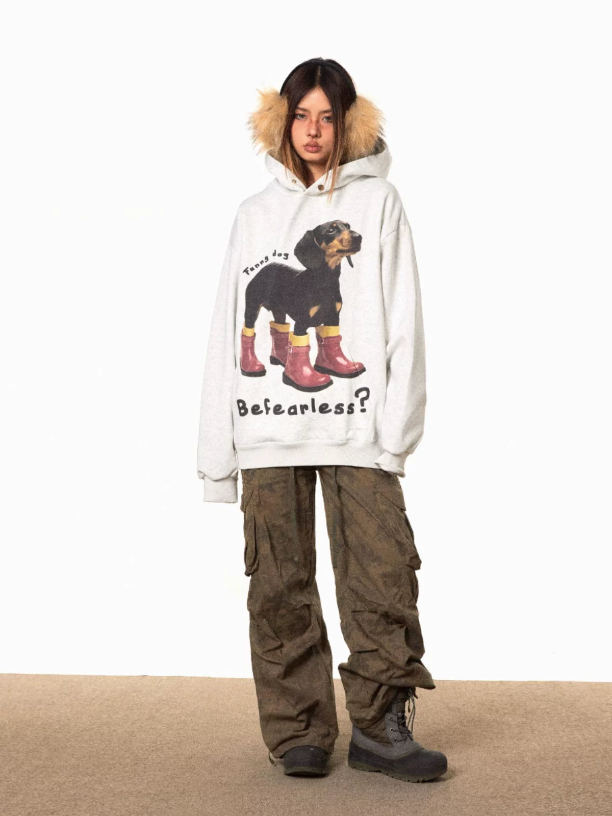 Dachshund Print Fleece Hoodie