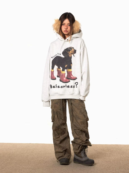 Dachshund Print Fleece Hoodie