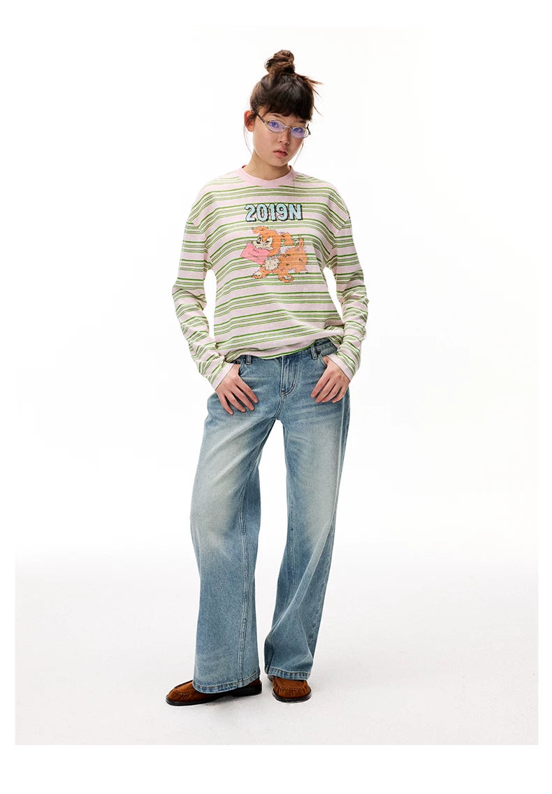 Striped Graphic Long Sleeve T-Shirt