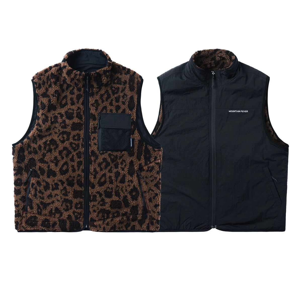 Reversible Camo and Leopard Sherpa Vest - view 15