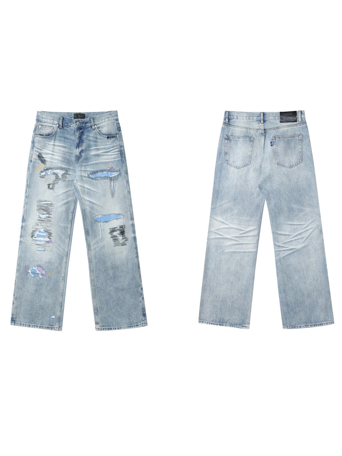 Boro Embroidered Distressed Jeans