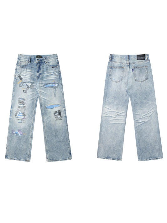 Boro Embroidered Distressed Jeans