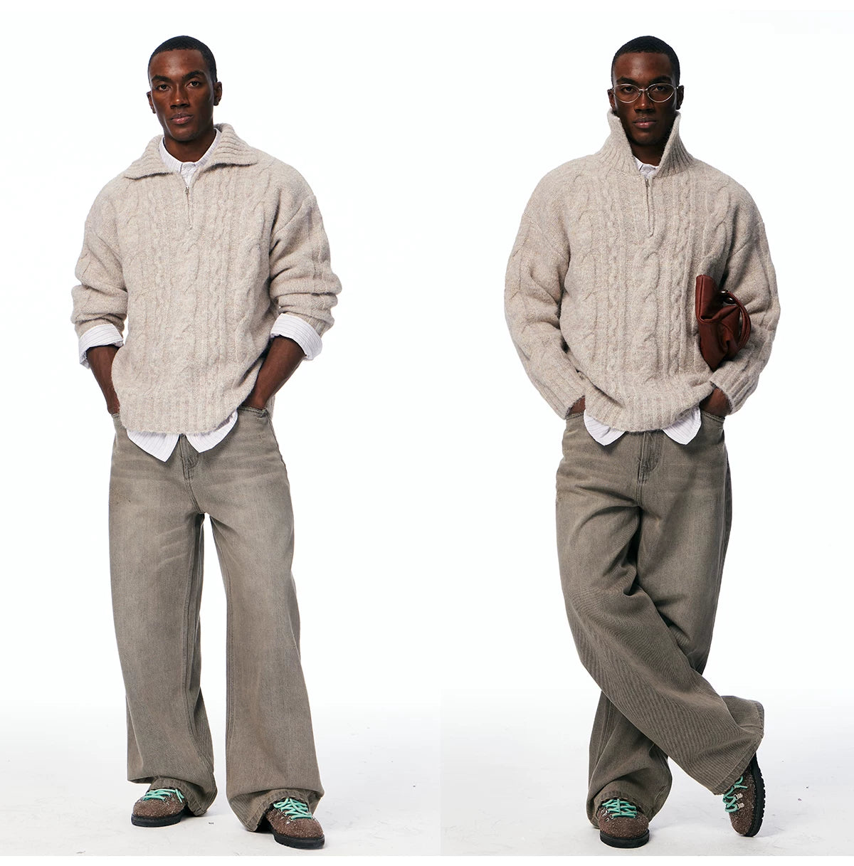 Men's Cable-Knit Half-Zip Sweater product photo