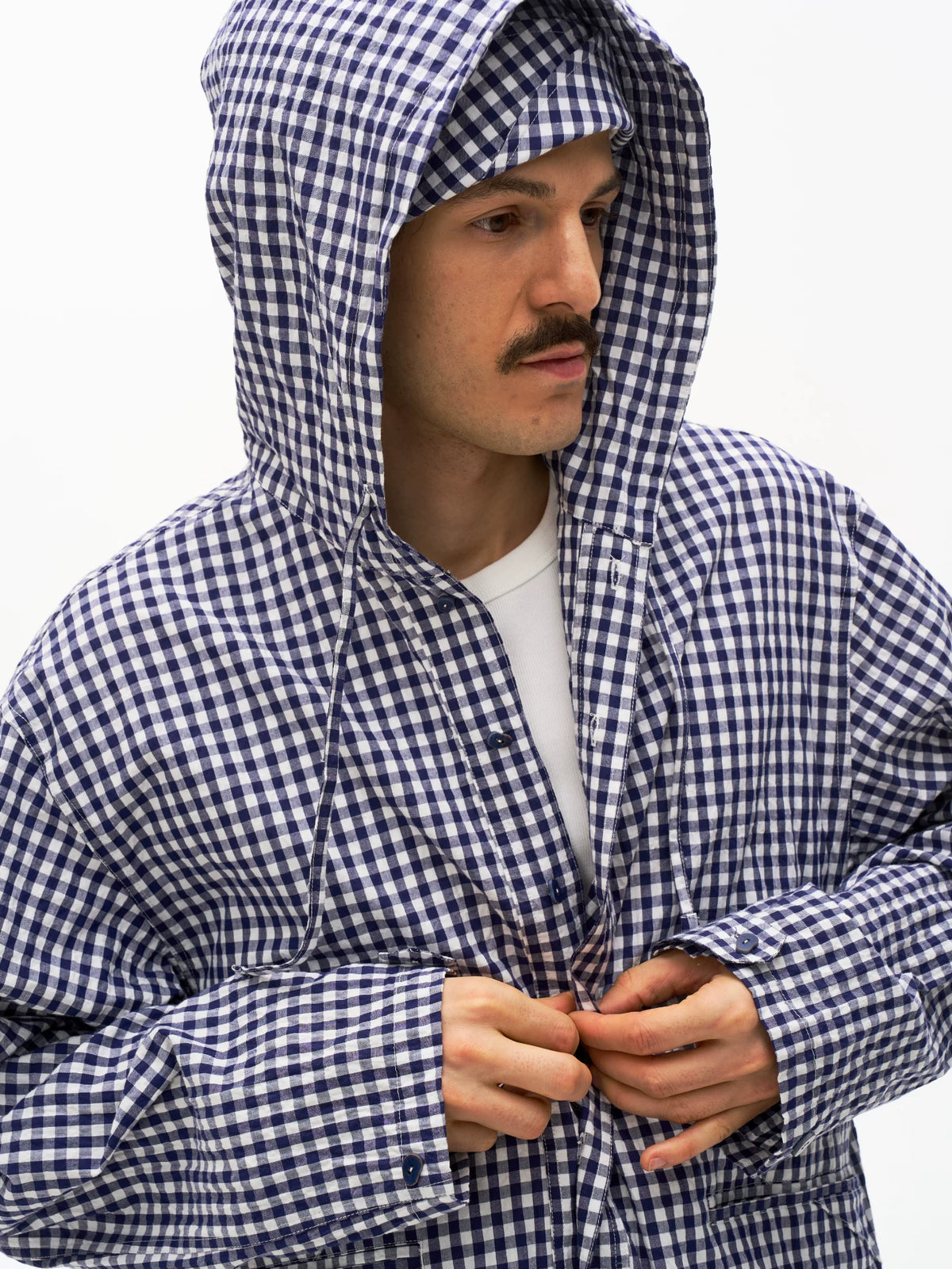 Hooded Drawstring Shirt Jacket product view