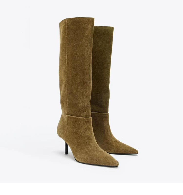 Women's Pointed Toe Stiletto Knee-High Boots