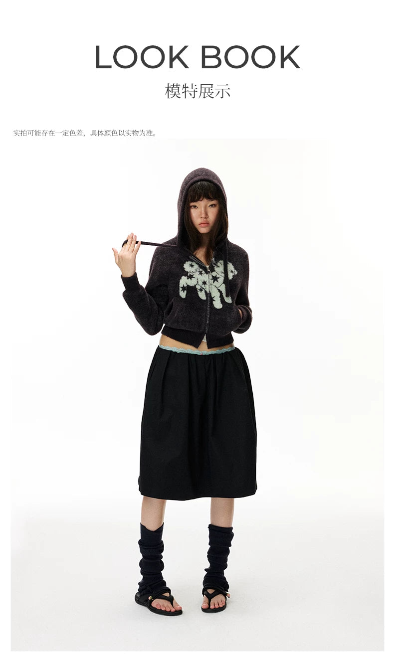 Fuzzy Floral Zip Hoodie