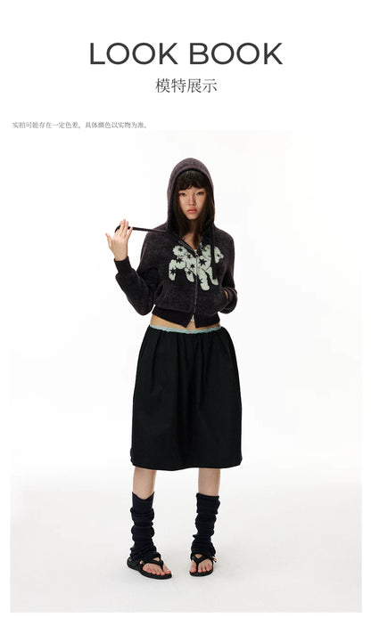 Fuzzy Floral Zip Hoodie