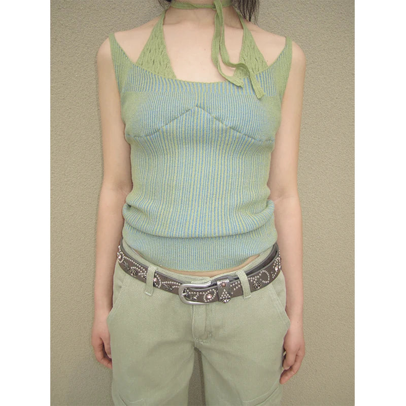 Cropped Knit Racerback Vest Top
