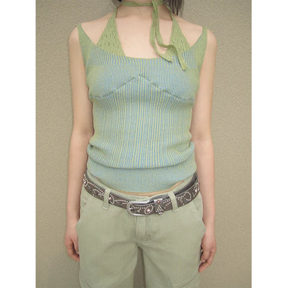 Cropped Knit Racerback Vest Top