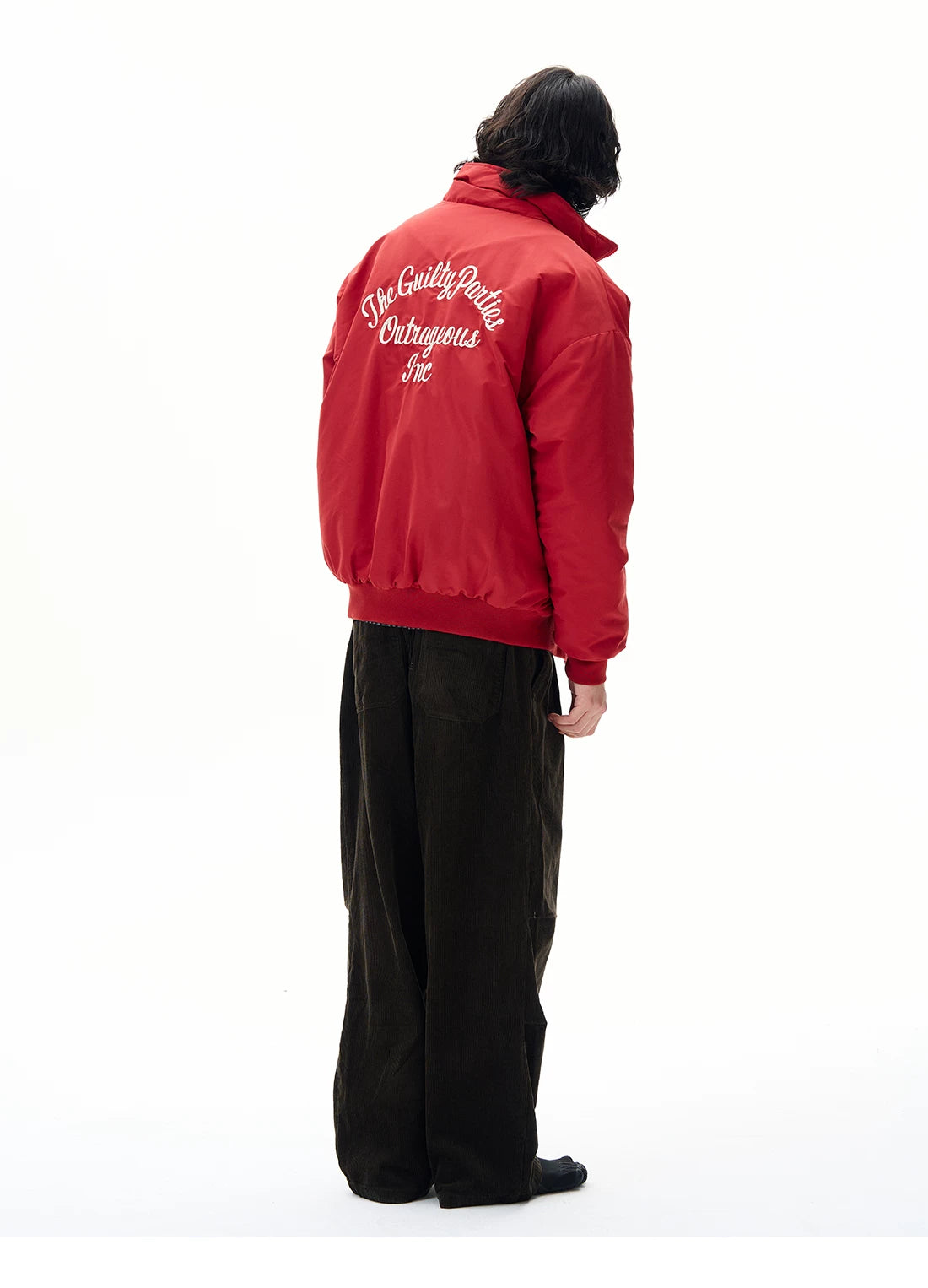 Men’s Red Embroidered Flight Jacket