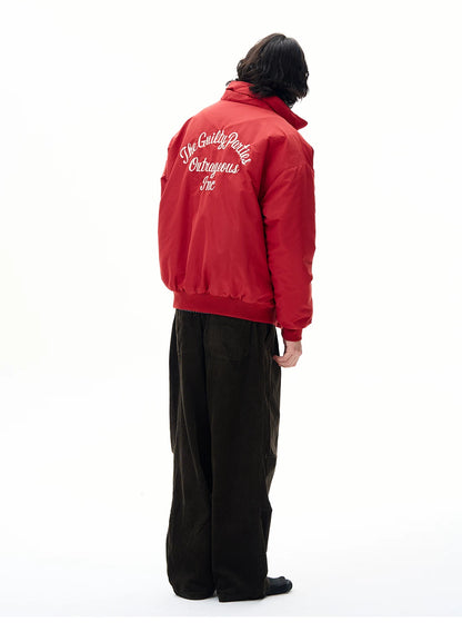 Men’s Red Embroidered Flight Jacket