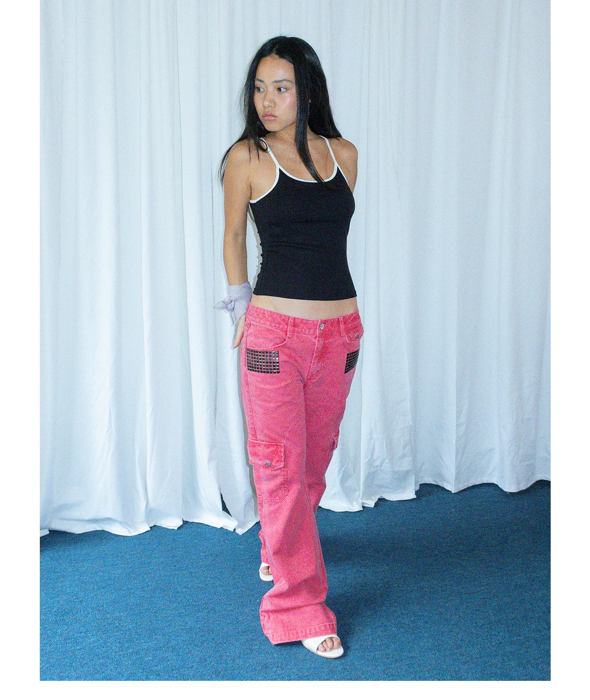 Pink Rivet Flare Cargo Pants product photo