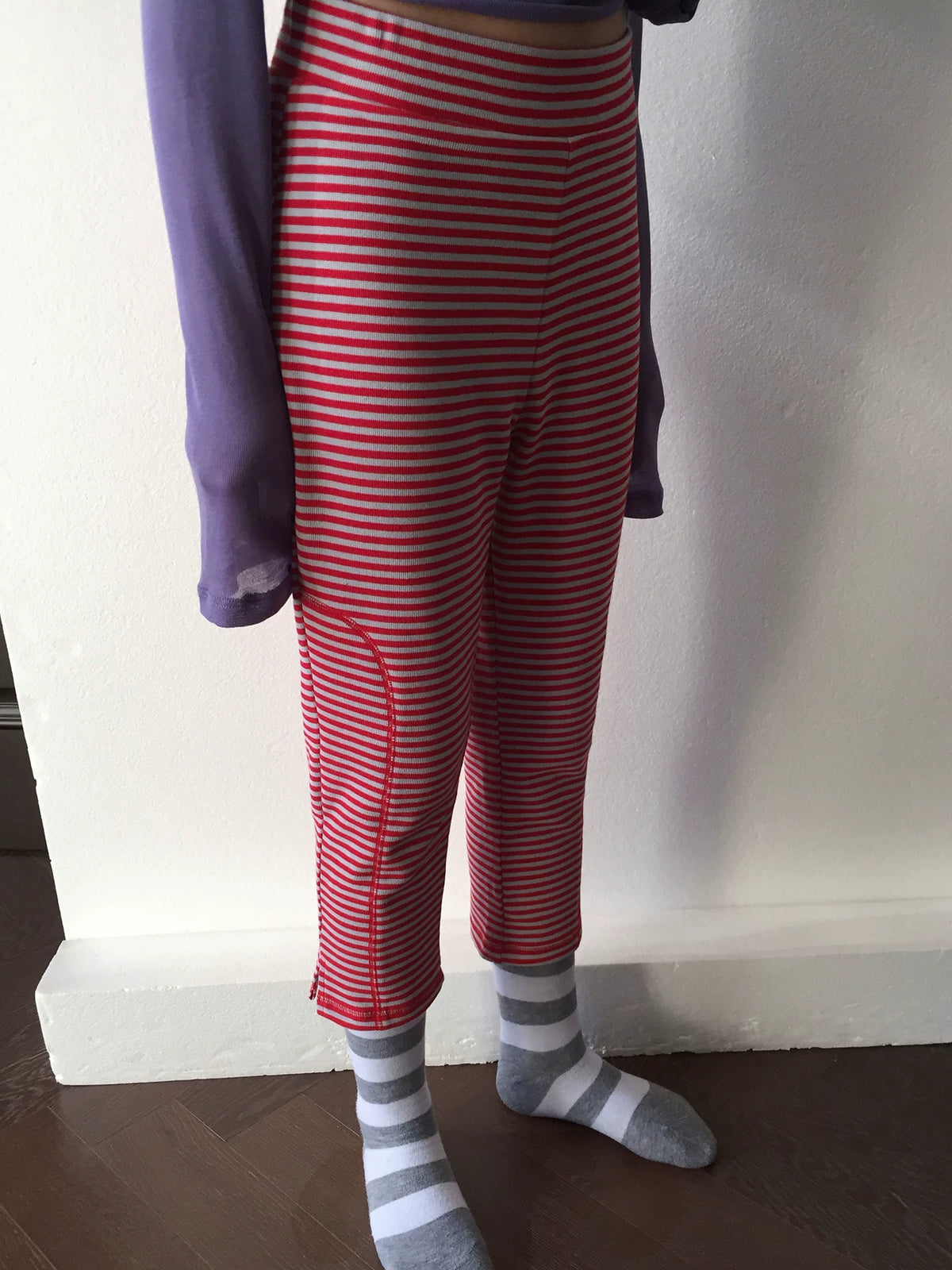 Red Stripe Knit Shorts