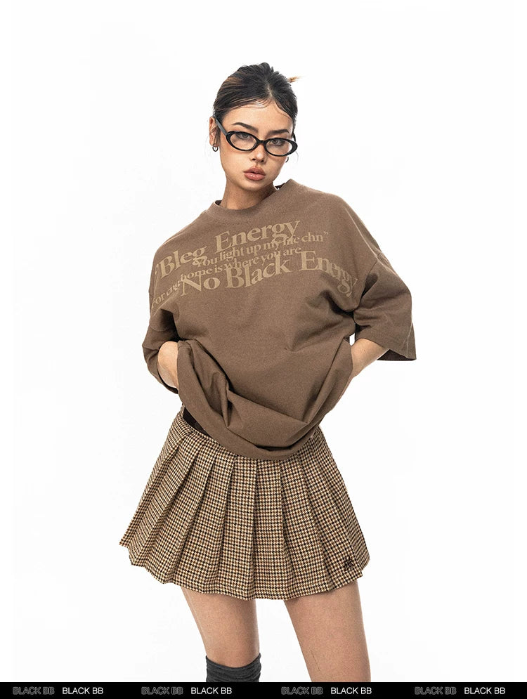Vintage Letter Print Short Sleeve T-Shirt