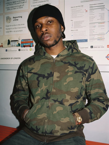 Men's Camo Waffle Zip Hoodie — Model view