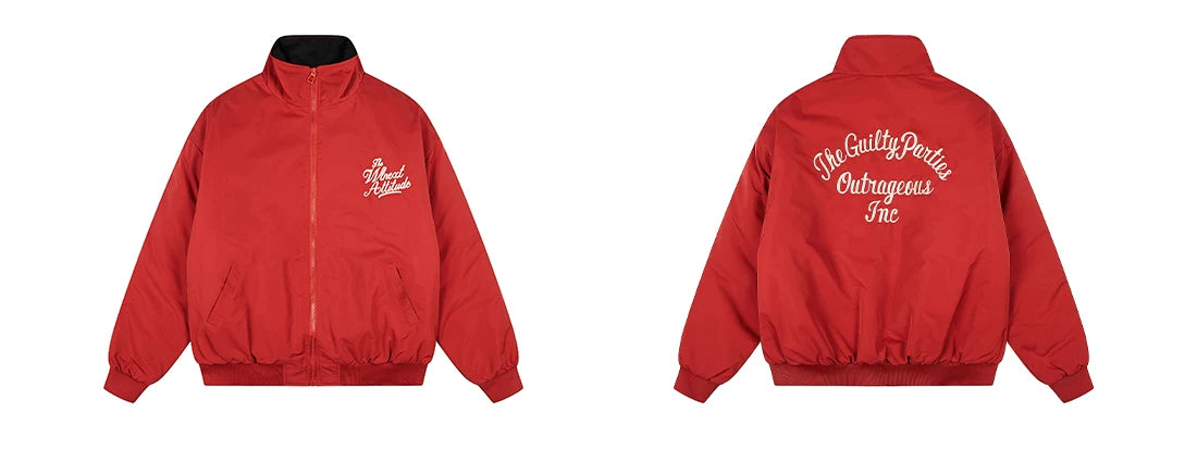 Men’s Red Embroidered Flight Jacket