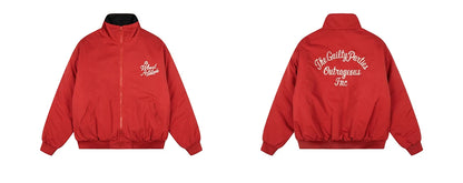 Men’s Red Embroidered Flight Jacket