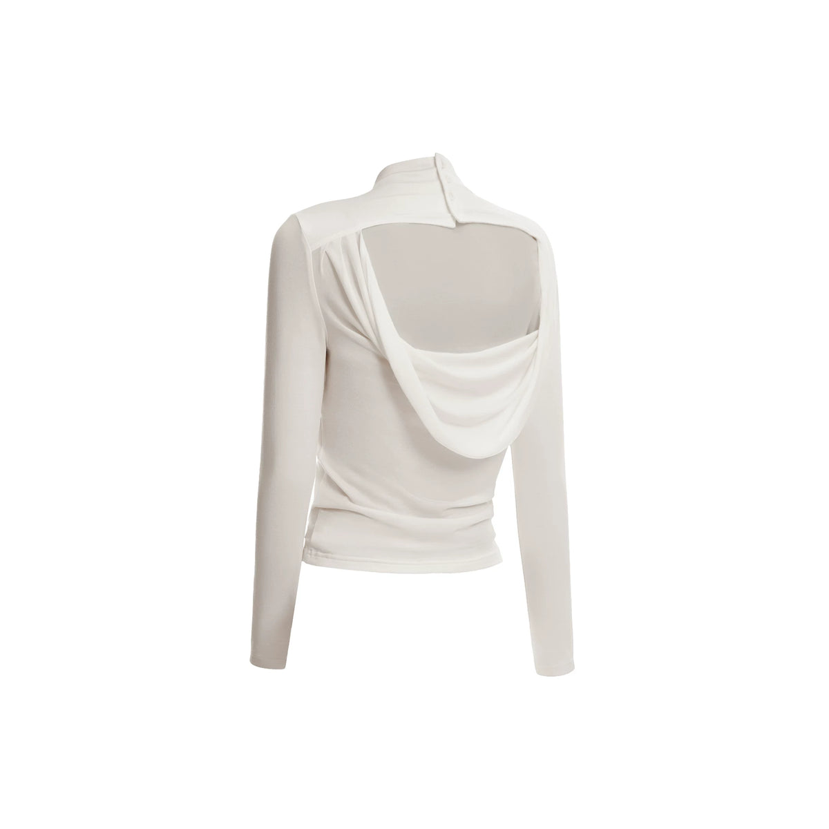 Open-Back Cowl Neck Lyocell-Wool Top