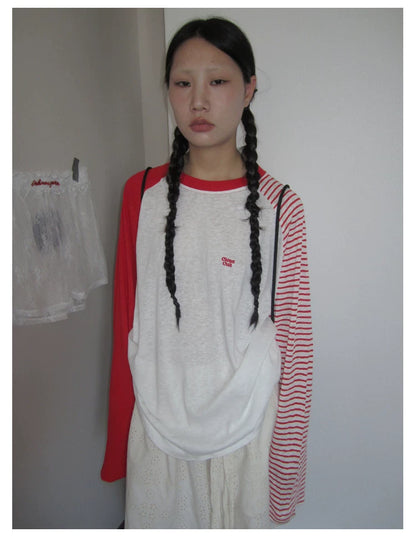Colorblock-Raglan-Streifen-Langarmshirt