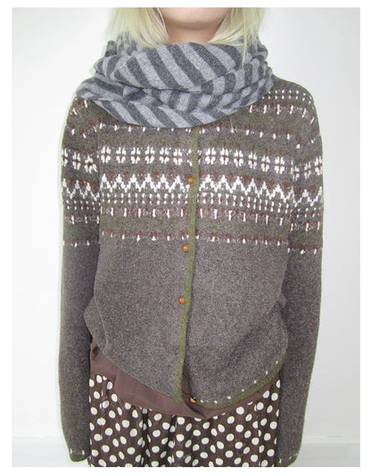 Coffee Diamond Knit Cardigan