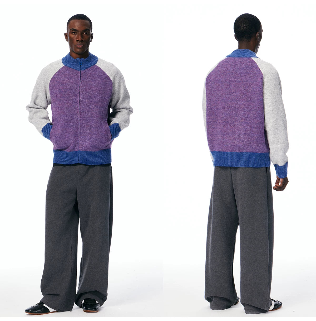 Men's Color-Block Zip Knit Cardigan product photo