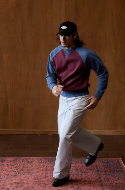 Colorblock Raglan Sweatshirt in red and blue