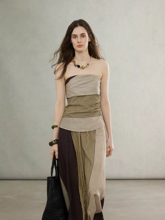 MOOFEEL Asymmetric Striped Top