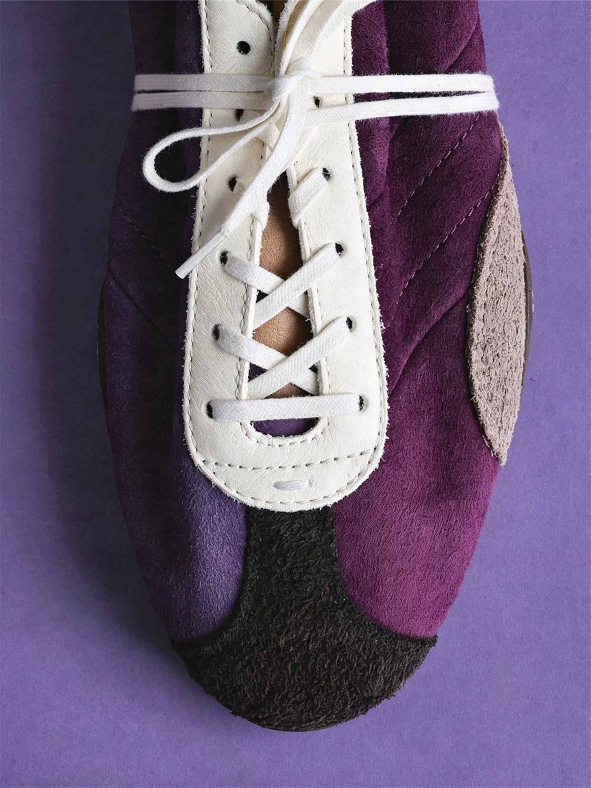 Imperial Purple Mismatched Ballet Trainer Sneakers