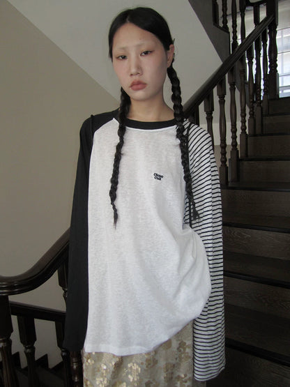 Colorblock-Raglan-Streifen-Langarmshirt