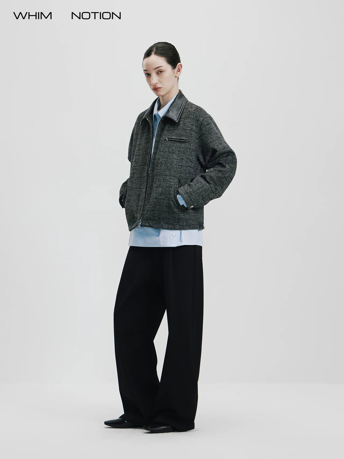 Whimnotion 25AW Wool Detroit Leather-Collar Jacket