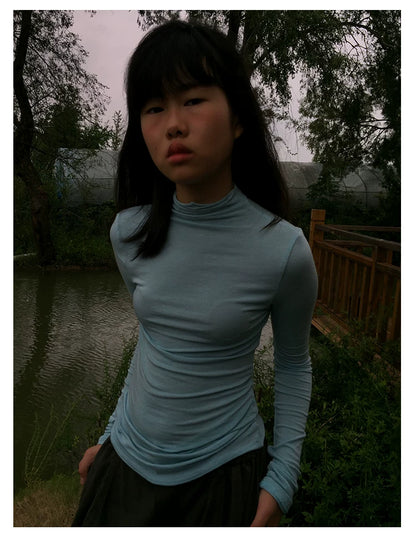 Mock Neck Fitted Long Sleeve Top