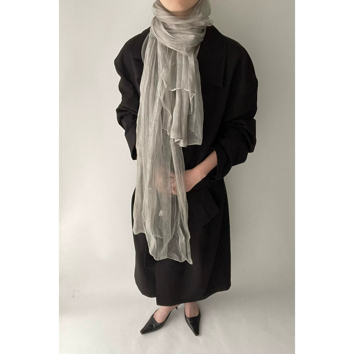 Light Gray Silk Cashmere Scarf product photo