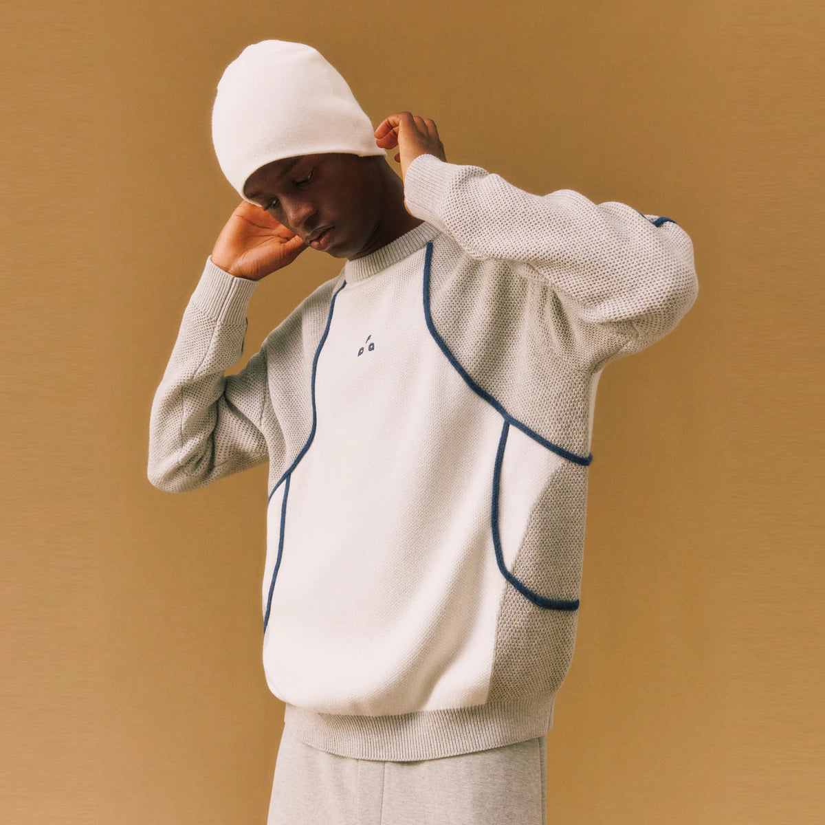 FPA Contrast Texture Arc Crew Sweater