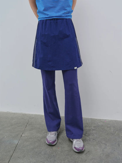Blue Layered Skirt Trousers