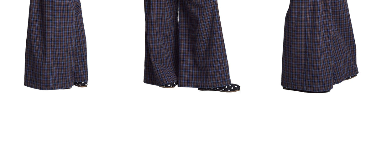 Blue Plaid Wide-Leg Trousers product view