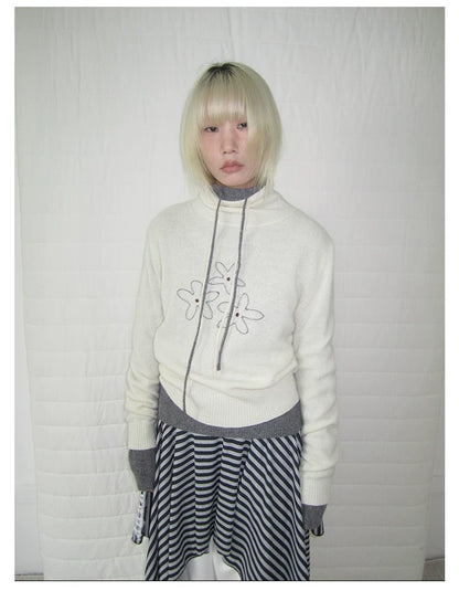 Heather Grey Half Zip Knit Sweater