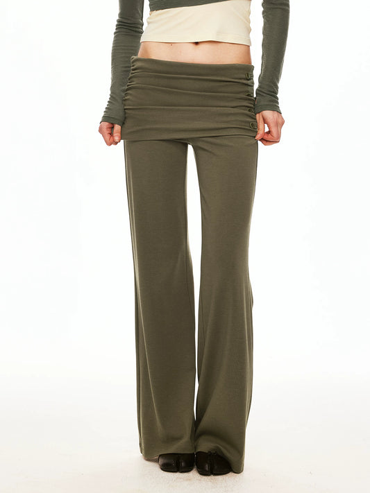 Cloud-Soft Layered Knit Flared Pants