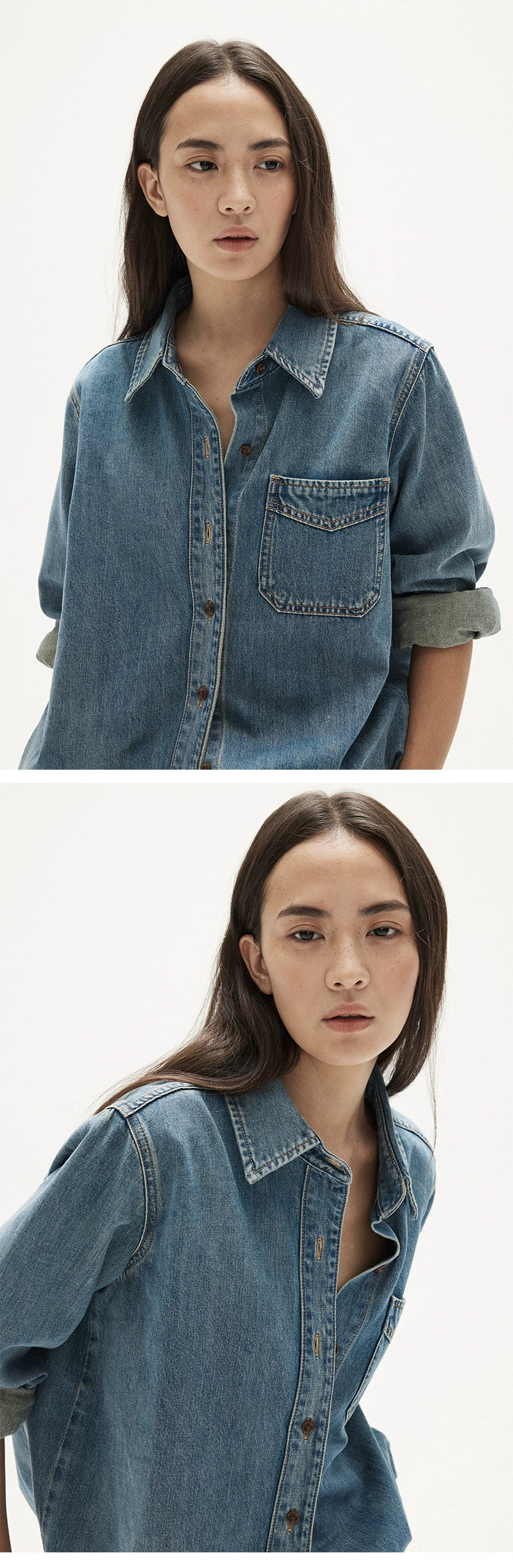 MOOFEEL Vintage Denim Shirt - 360 view 3