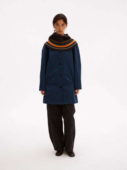 Striped Wool Blend Shoulder Cape