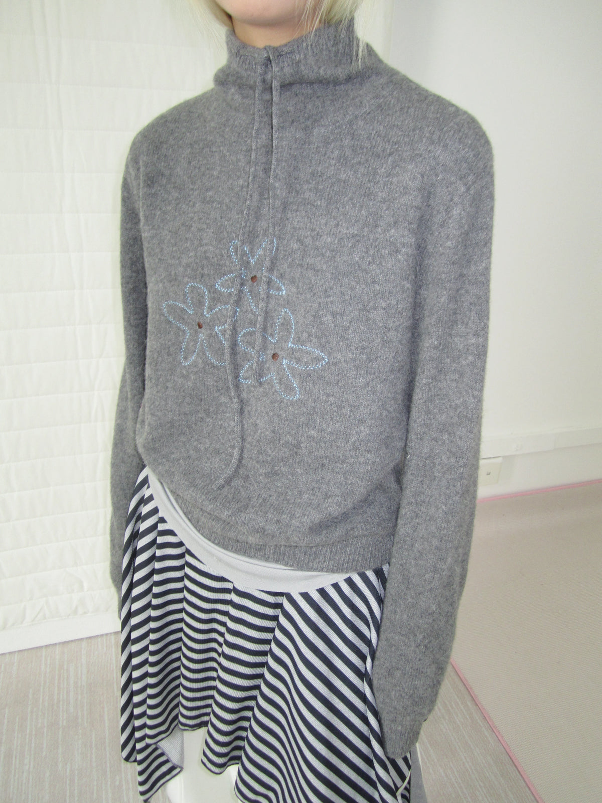 Heather Grey Half Zip Knit Sweater