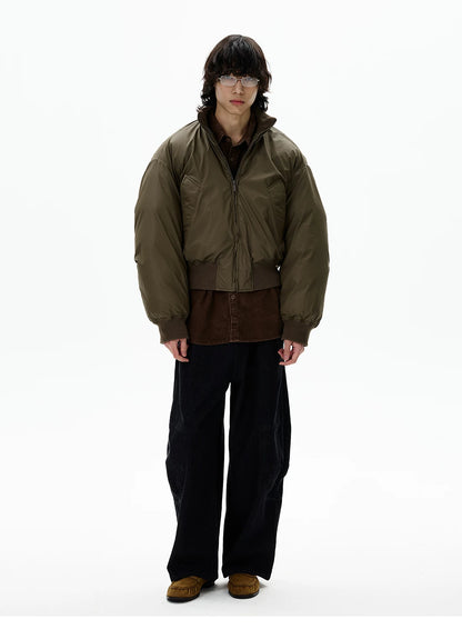 Khaki relaxed bomber jacket, full view